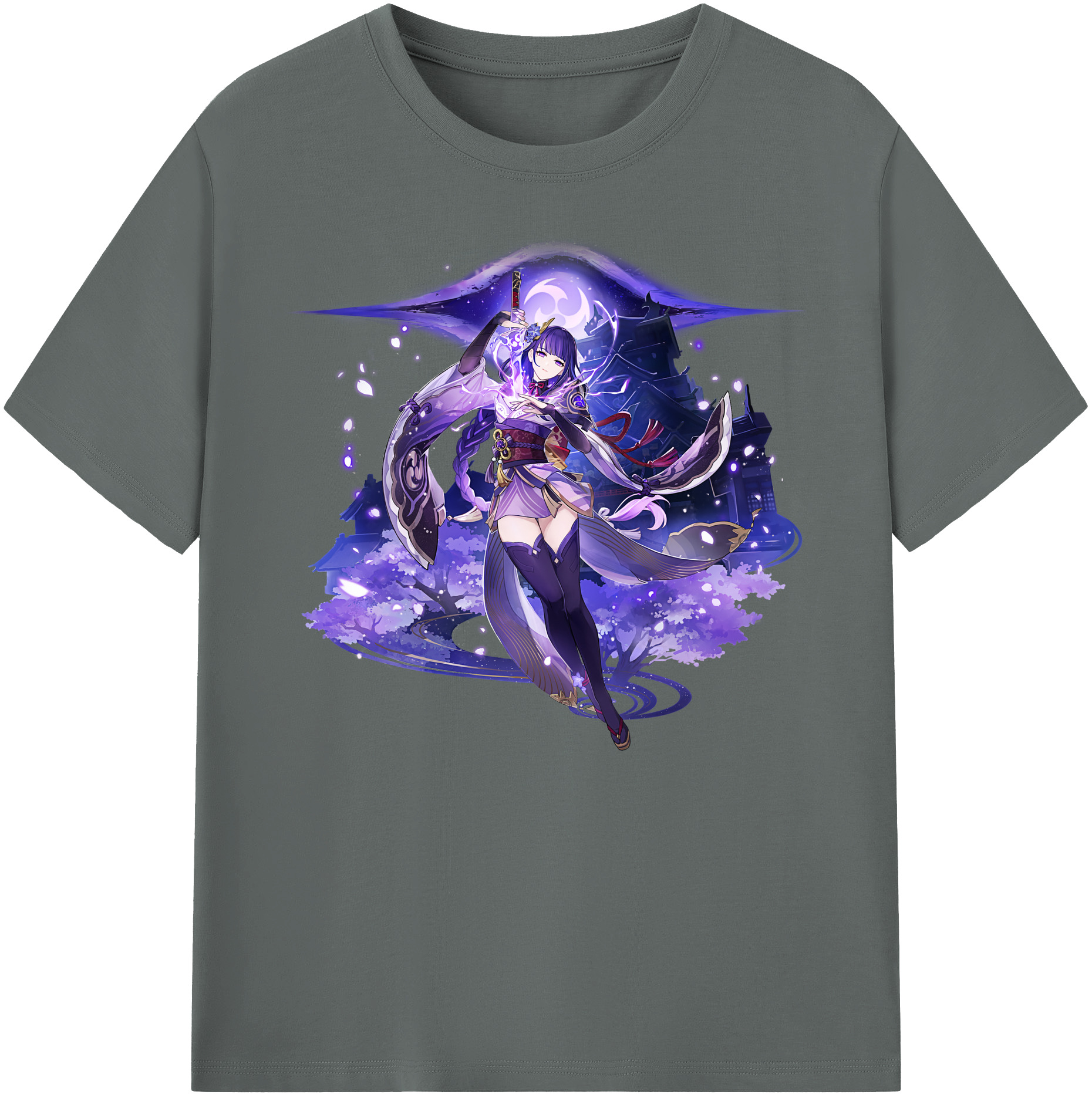げんし神 雷電将軍 らいでんしょうぐん genshin Raiden Shogun 綿100％ メンズ半袖Tシャツ｜肌触りやわらか＆通気性